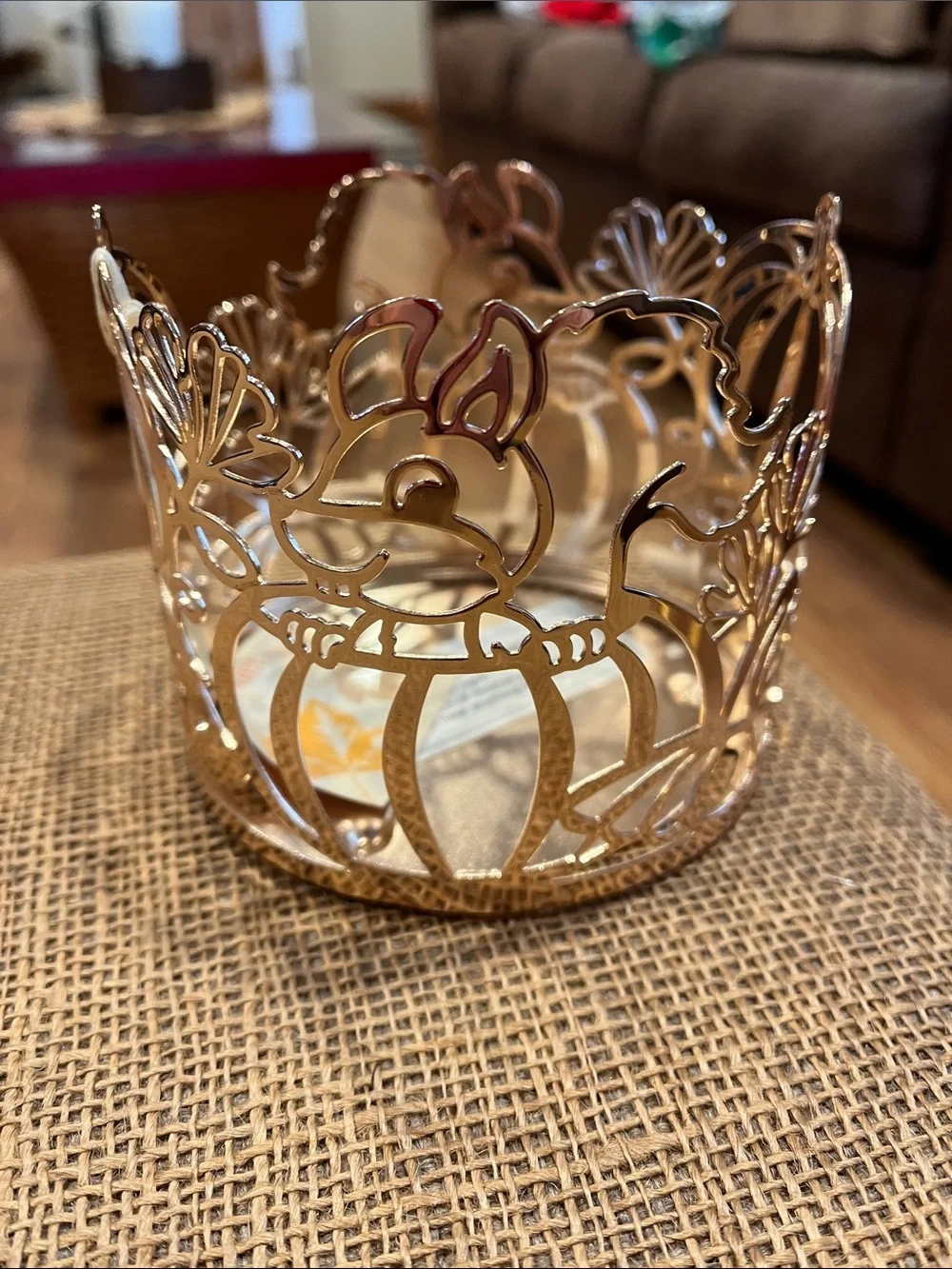 Decorative Metal Pumpkin and Squirrel jar candle holder